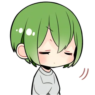 😢 动漫, 绿头发, 无聊, Q版 telegram sticker