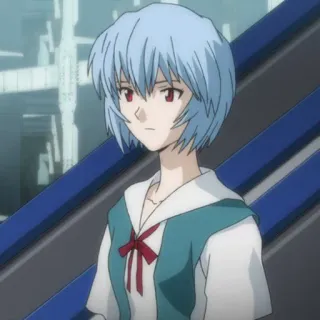 📨 Rei Ayanami Neon Genesis Evangelion аниме, персонаж, Рэй Аянами, голубые волосы, Евангелион, научная фантастика whatsapp sticker