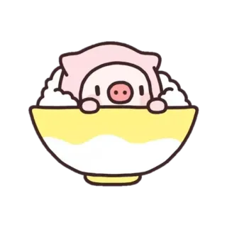 🍚 豚, 丼, ご飯, 可愛い, 動物, 食べ物 telegram sticker