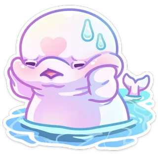 😅 balena, carino, adesivo, cartone animato, emoji, triste, acqua telegram sticker