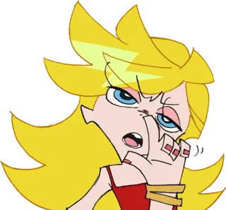 😑 Panty Anarchy Panty & Stocking with Garterbelt anime, blond, girl, angry telegram sticker