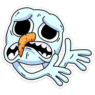 😖 snowman, cartoon, winter, sad, carrot, melt telegram sticker