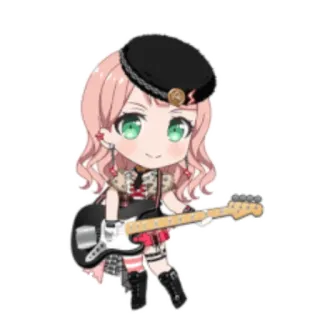 🙂 จิบิ, อนิเมะ, ผู้หญิง, กีตาร์, เพลง, การ์ตูน telegram sticker