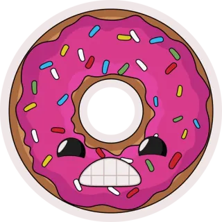 😬 donut, comida, sobremesa, rosa, desenho animado telegram sticker