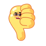 👎 Pulgar abajo, Dislike, Emoji, Gesto de mano, Negativo, Dibujo animado telegram sticker