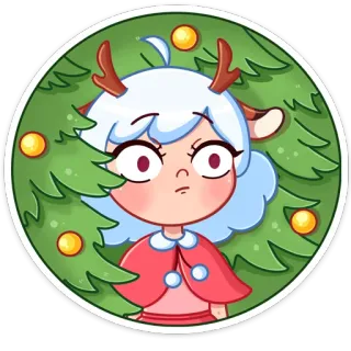 😐 Рождество, олень, мультфильм, наклейка, праздник, зима whatsapp sticker