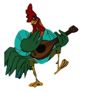 🐔 cartoon, chicken, music, mandolin, instrument, animal whatsapp sticker