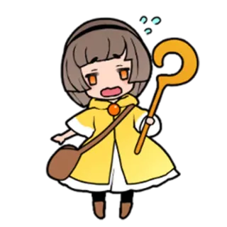 😥 chibi, anime, yellow, question mark, girl, character telegram sticker