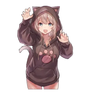 😸 anime, kat, meisje, schattig, kawaii, hoodie telegram sticker