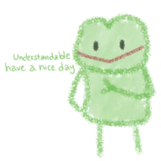 ✌️ Unforgivable
Here’s your day sapo, fofo, animal, verde, rabisco, desenho animado telegram sticker