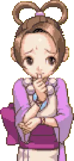 😥 Maya Fey Ace Attorney video game, pixel art, character, Maya Fey, Ace Attorney telegram sticker