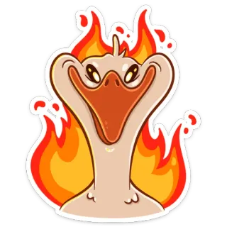 😈 ganso, fogo, chamas, desenho animado, animal, adesivo telegram sticker