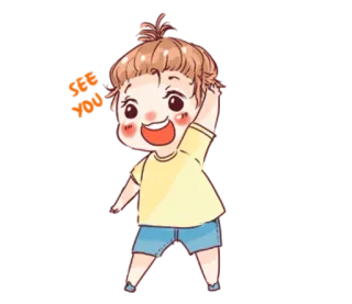 👋 cartoon, child, cheerful, happy telegram sticker