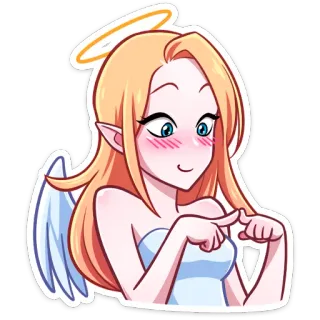 😌 angel, cute, girl, anime, halo, wings whatsapp sticker