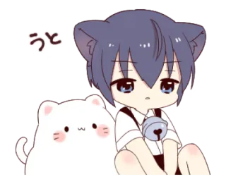 🐱 うと кот, аниме, каваий, милый, манга, чиби, неко whatsapp sticker