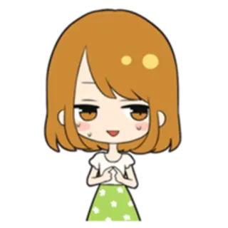 😏 desenho animado, mulher, menina, fofo, sorriso, anime whatsapp sticker