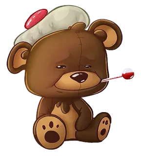 🐻 orsetto, malato, ammalato, termometro, carino, cartone animato whatsapp sticker