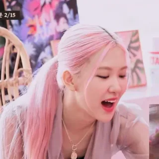 🌷 Rose K-pop, cantante, idol, rosa, pelo rosa, persona, mujer whatsapp sticker