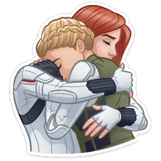 🤗 abrazo, dibujos animados, amistad, mujeres telegram sticker