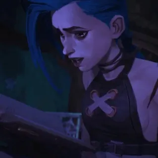 🌀 Jinx Arcane Dibujo animado, Animado, Pelo azul, League of Legends, Fantasía telegram sticker