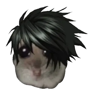🥸 L Lawliet Death Note hamster, meme, anime, L Lawliet, Death Note, cute, funny, rodent telegram sticker