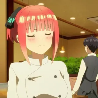 🍷 Nino Nakano The Quintessential Quintuplets Anime, Menina, Chefe de cozinha, Garçom, Restaurante, Cabelo rosa whatsapp sticker