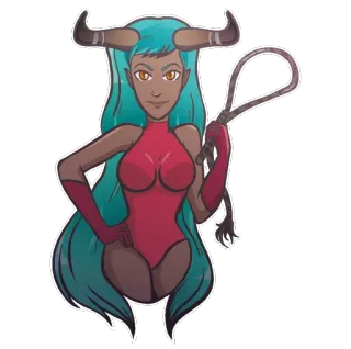😈 démon, diable, cornes, fille, maléfique, personnage, illustration whatsapp sticker