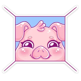 🐽 cerdo, animal, lindo, dibujos animados, pegatina, rosa telegram sticker
