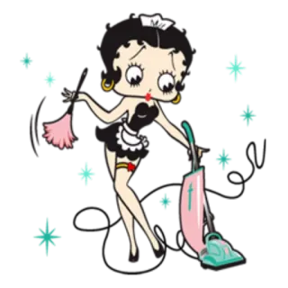 🛎 Betty Boop Betty Boop, cartoon, maid, cleaning, housekeeping, vintage telegram sticker