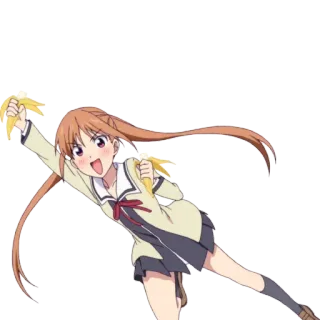 👩 anime, garota, uniforme escolar, alegre telegram sticker