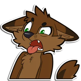 🤢 furry wolf furry, wolf, brown, stickers, animal, cartoon, funny, surprised telegram sticker