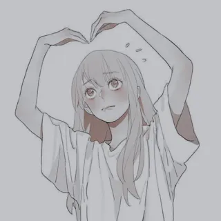🍜 anime girl, heart hands, cartoon, illustration, drawing, cute telegram sticker