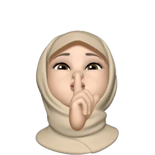 🤫 Biểu tượng cảm xúc, Suỵt, Hijab, Hồi giáo, Yên lặng, Im lặng, Phụ nữ, Nữ giới whatsapp sticker