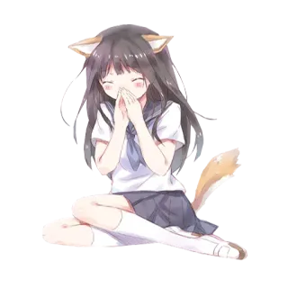 😓 Anime, Fille chat, Uniforme scolaire, Kawaii, Mignon, Manga whatsapp sticker