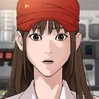 🌸 vrouw, McDonald's, medewerkster, werknemer, fastfood, restaurant telegram sticker