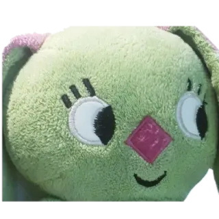 😏 stuffed animal, plush toy, bunny, green, animal, toy telegram sticker