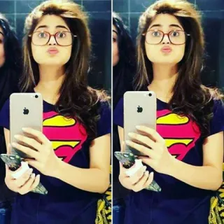 😘 woman, selfie, superman logo, portrait telegram sticker