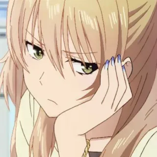 🤨 anime girl, blonde hair, upset, cute, female whatsapp sticker