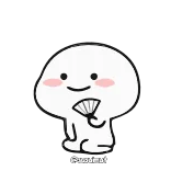 😌 mignon, fan, emoji, kawaii, blanc, minimaliste whatsapp sticker
