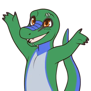 🤗 kadal, kartun, binatang, lucu, berbulu, reptil, tersenyum telegram sticker