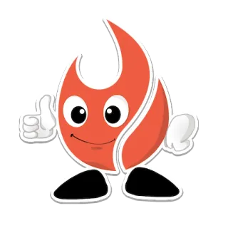 👍 feu, dessin animé, personnage, mignon, pouce levé, autocollant telegram sticker