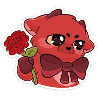 🌹 beer, cartoon, schattig, roos, rood, lief, kawaii, dier telegram sticker
