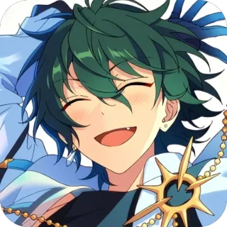 🫥 anime, mangá, sorrindo, personagem, ilustração, cabelo verde, feliz whatsapp sticker