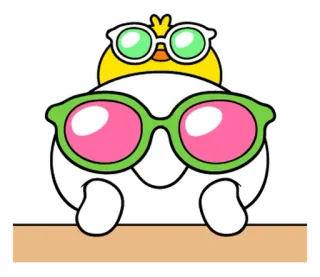🌼 Desenho animado, Óculos de sol, Personagem, Fofo, Pintinho, Amarelo telegram sticker