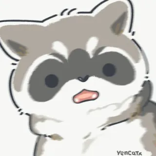 😲 raccoon, animal, cute, mammal, cartoon telegram sticker