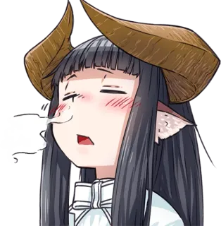 🤤 anime, demon, girl, horns, manga, exhausted telegram sticker