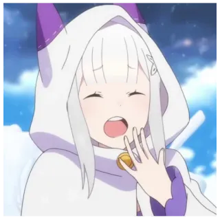 🛏 Emilia Re:Zero Anime, Gato, Sudadera con capucha, Kawaii, Lindo, Chica whatsapp sticker