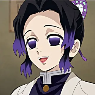 😀 Shinobu Kocho Demon Slayer 애니메이션, 귀멸의 칼날, 코쵸우 시노부, 캐릭터, 여성, 나비 telegram sticker