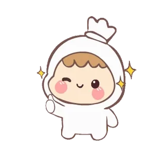 ⭐ niedlich, Daumen hoch, Cartoon, kawaii, Figur, Zwinkern whatsapp sticker
