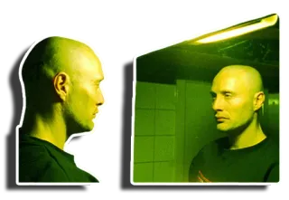 😶 Mads Mikkelsen actor, man, mirror, reflection, face telegram sticker